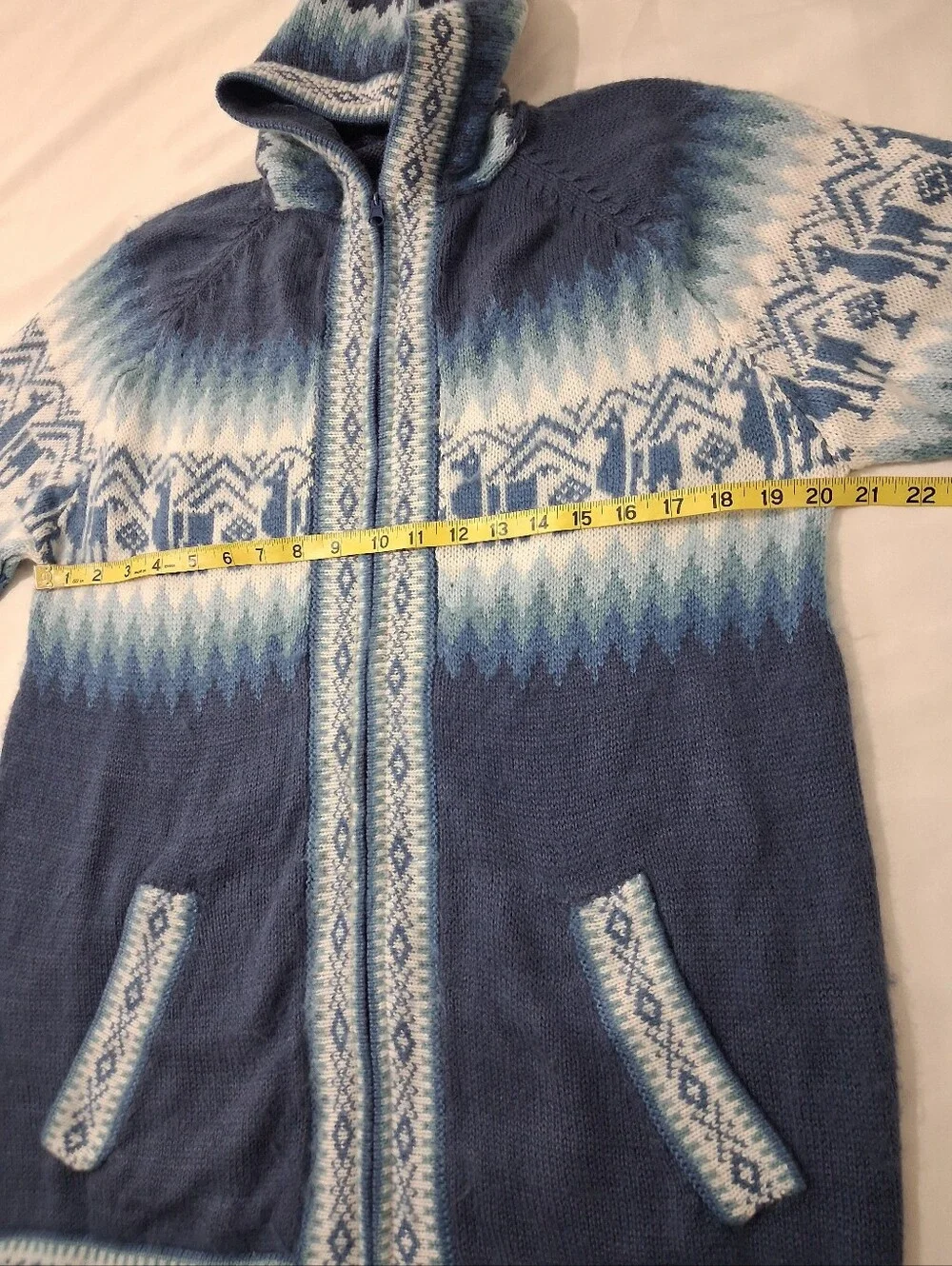 Alpaca Wool Peruvian Zip Up Cardigan Sweater With Pockets Hooded